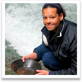 Photo of student panning for gold.